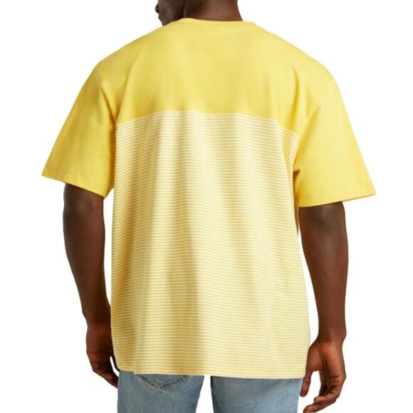GUESS Mens Summer Games Yellow Striped Short Sleeve Classic Fit T-Shirt Small - Picture 2 of 5